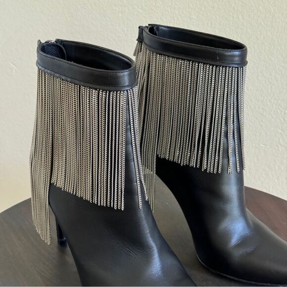 BALMAIN Mercy fringed leather ankle boots 37 - Picture 12 of 13